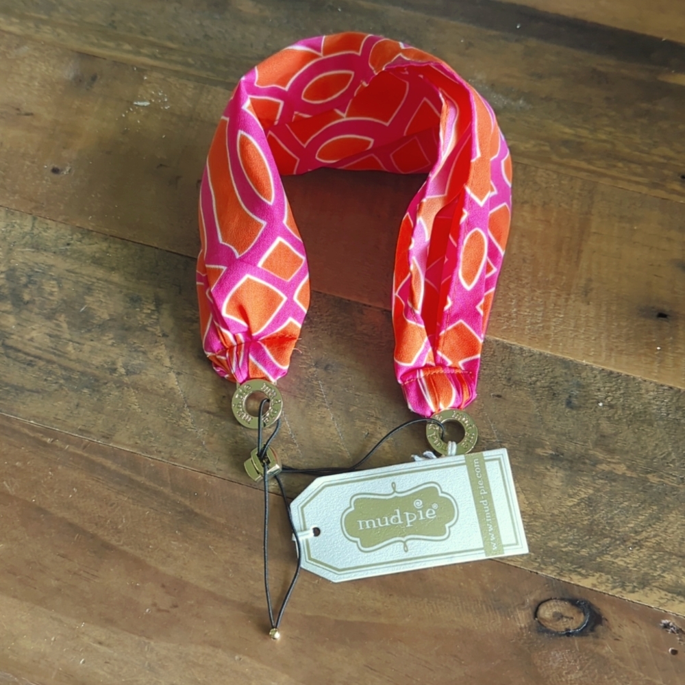 Mud Pie Orange, Pink & White Game Day Scarf Headband with Adjustable Toggle